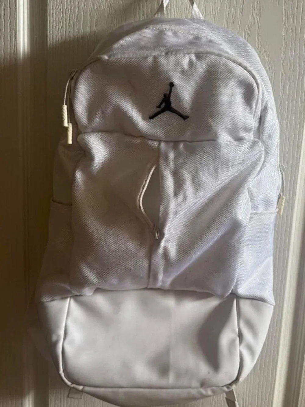 Nike Jordan Fluid Jumpman Large White Backpack Laptop Gym Workout School Bag